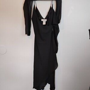 Vintage y2k/90s whimsigoth dark romantic sheer flowy shawl minimalist dress 9/10